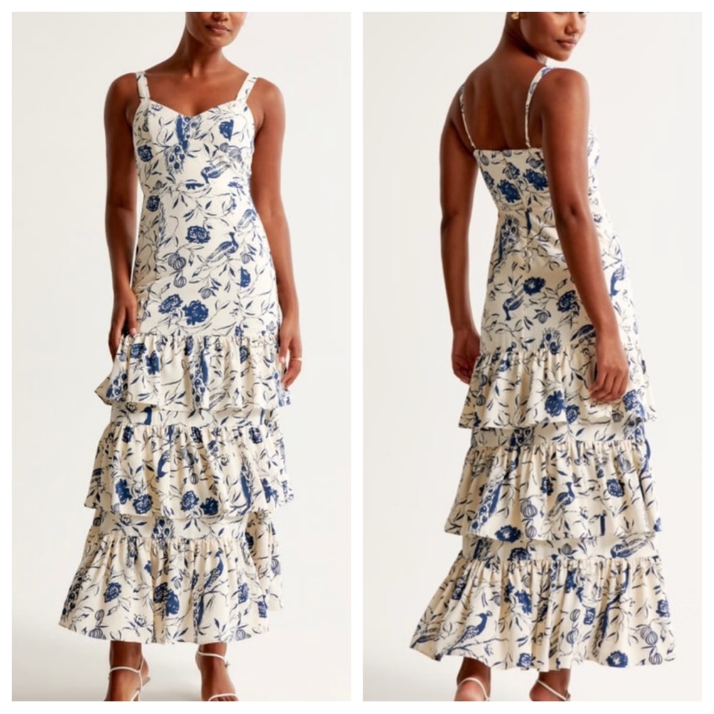 ABERCROMBIE & FITCH Drama Ruffle Tiered Maxi Dress size M NWT $150